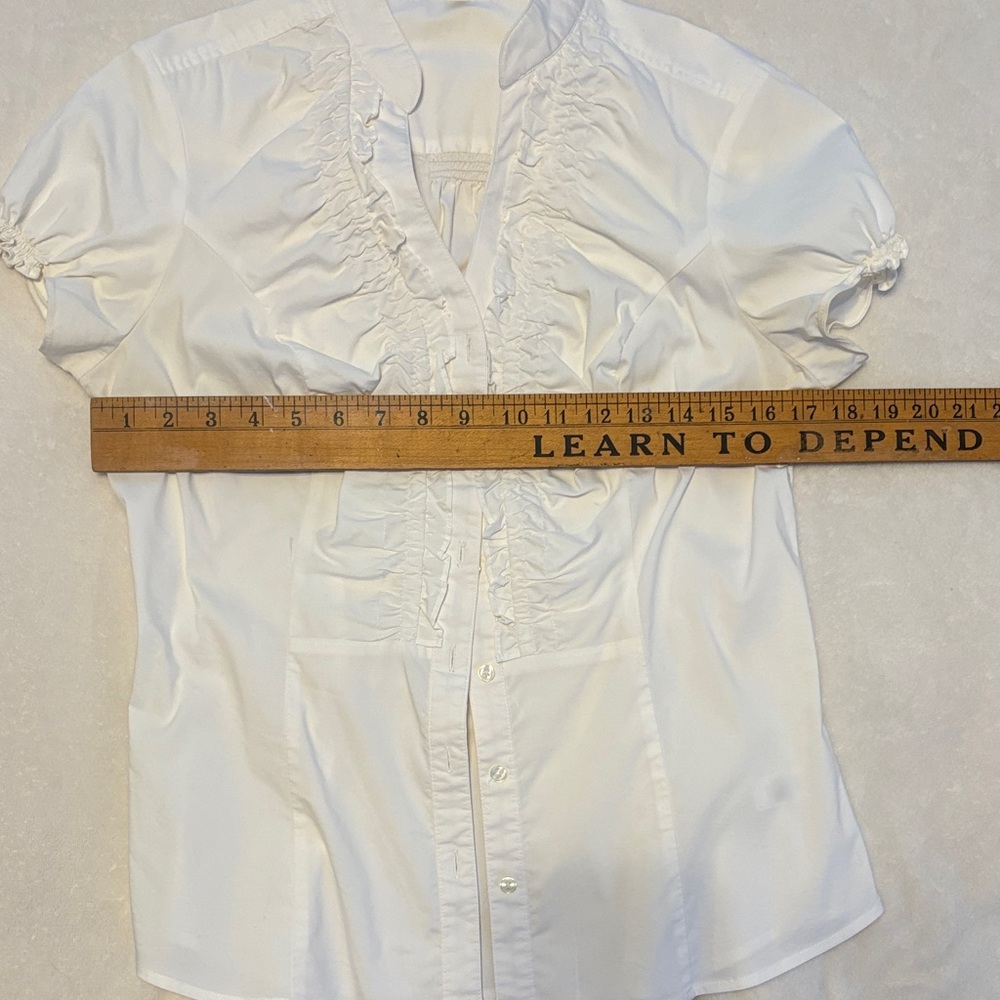 Express White Ruffled Blouse - stretch - Picture 2 of 7